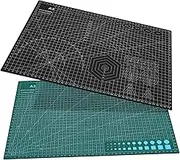 KALLORY 2 Pcs Craft Cutting Mats Non Slip Gridded Sewing Cutting Board for Home Crafts Double Sided Surface for Safe DIY Projects
