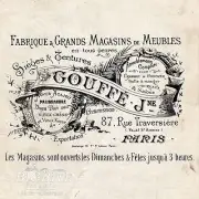 WATER DECAL: Vintage French Gouffe Fabrique Ad (Furniture Print Transfer) #063