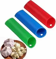 Silicone Garlic Peeler,3Pcs Garlic Peeler Skin Remover Roller Keeper,Easy Quick to Peeled Garlic Cloves,Garlic Roller Peeling Tube Tool for Useful Kitchen Tools (Red,Green,Blue)