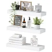 White Floating Shelves for Wall Bathroom Shelf Bedroom Kitchen 3pcs B. White