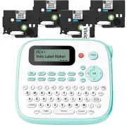 Label Maker Machine with 4 Laminated Tapes, 12Mm QWERTY Keyboard, Green