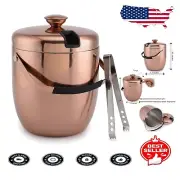 Stylish Double-Wall Ice Bucket with Thickened Lid & Tongs - 3L Beer Chiller