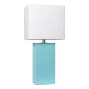 Lalia Home Lexington 21in Leather Base Table Lamp Aqua Turquoise