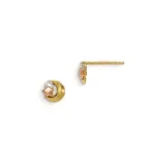Madi K Kid's Earrings Yellow and Rose Gold CZ Moon and Star GK778