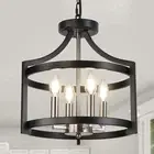 LynPon Black and Brushed Nickel Chandelier 4 Lights, Modern Farmhouse Convert...