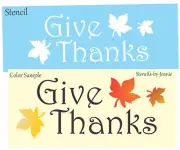 Joanie Stencil Give Thanks Fall Harvest Autumn Oak Maple Leaf Country DIY Signs