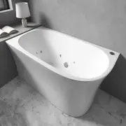 FS7 1500/1700mm Gloss White Rectangle 12 Jets Back to Wall Freestanding Spa Bath