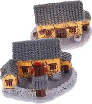 Milisten 2 Pack Resin Miniature Houses Models for Micro Landscape Garden Scene DIY Decorations