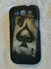 Black Ace of Spades skull Rubberized samsung galaxy 3 cell phone case