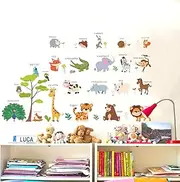 LOMILY Animals Wall Stickers Wall Decals Kids Educational,Nursery Daycare Playroom Wall Stickers Peel and Stick Removable,Kids Wall Decors for Preschool,Door,Window,Boy,Girl,Toddler,Baby Room.