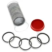 OnFireGuy Red Plug Tube & 20pcs 40mm Black Ring 1oz Silver Eagle Coin Holders