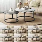 Set of 2 Coffee Table Round Marble Nesting Side End Table Furniture Oikiture