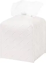 Tissue Box Cover PU Leather Tissue Holder Square Organizer Dispenser for Bathroom, Bedroom, Vanity Countertop, Office, Car, Griege