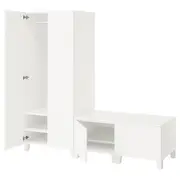 PLATSA wardrobe with 4 doors, white/Sannidal white, 200x57x191 cm