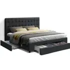 Artiss Bed Frame Queen Size with 4 Storage Drawers Charcoal AVIO
