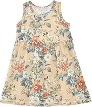 [Caihoyu] Girls' Sleeveless Dress Toddlers Swing Casual Sundresses Play Dresses, Multicolor01, 4 Years