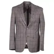 Canali Soft-Constructed Brown Check Woven Fresco Wool Suit 38R (Eu 48) NWT