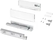 Emuca - Drawer Kit for Kitchen and Bathroom, Height 131mm, Depth 300mm, 30kg, Soft Close, Panels Not Included, Steel, White