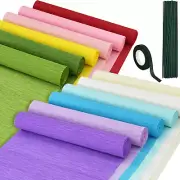 12 Rolls Crepe Paper,Colored Crepe Paper Sheet for Flower Making,12 Colors Crepe