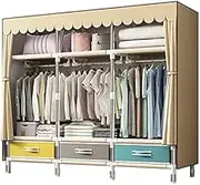 Portable Wardrobe Rack,Open Wardrobe, Fabric Canvas Cupboard Three Layers Storage Cupboard with Partition,Hanging Area,Storage Cubic Drawer