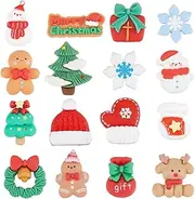 [SUNNYCLUE] 96Pcs 16 Styles Resin Christmas Charm Snowman Cabochons Bulk Assorted Flatback Cartoon Green Red Winter Xmas Snowman Tree Socks Snowflake Cabochon for DIY Craft Jewelry Making Decoration