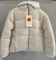 NWT Sundance Catalog Cream Faux Fur “Bertha Puffer Coat” Size L $368