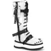 Demonia Slacker-260 Gothic Goth Punk Festival Knee High White Platform Boots