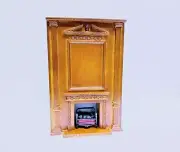 Dollhouse Miniature Wooden Walnut Handmade Wall With Fire Place (ONLY) 1:12