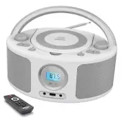 CD Radio Portable CD Player Boombox with Bluetooth,FM Radio,Remote White