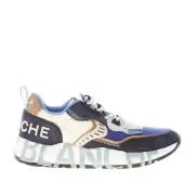 VOILE BLANCHE men shoes Club01 sneaker Blue navy and denim suede fabric cream