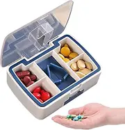 Pill Organizer with Cutter | Travel Pill Container Grinder Cutter,Small Pill Box, Pill Splitter for Small Or Large Pills, Cuts Tablets, Portable Pill Crusher for Purse Pocket