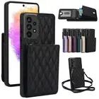 Grid Leather Card Wallet Phone Case For Samsung A55 A15 A54 A13 A14 A53 Note 20
