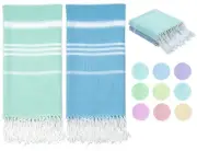 Turkish Beach Towel X-Large(79 x 36 inches,200 x 90 cm) 2 Pack Aqua Blue Fan