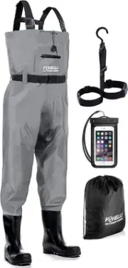Durable Waterproof Chest Waders with Anti-Slip Boots - Camo Design for Hunting