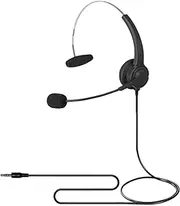 BaotyJie Corded Telephone Headset Mono Phone Headset Comfortable Earphone Microphone with Noise Cancelling Mic for Office Deskphone, 3.5mm Jack, Phone Laptop