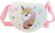 [DEARMAMY] Heart Shaped Unicorn Purse Girls Plush Crossbody Bag School Backpack for Kids Plush Handbag for Kindergarten