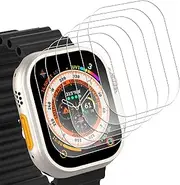 6PCS Screen Protector Compatible with Apple Watch Ultra 2/1 49mm Tempered Glass Screen Protector, HD Clear, 9H Hardness, Bubble Free, Anti-scratch Protection Film,Transparent
