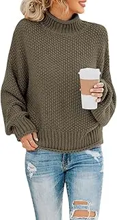 [Ybenlow] Sweaters for Women Turtleneck Oversized Batwing Long Sleeve Sweaters Chunky Cable Knit Pullover Jumper Tops