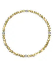 Zoe Lev 14K White & Yellow Gold Diamond Accent Station Beaded Stretch Bracelet