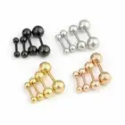 Round Barbell Tongue Ear Lip Brow Piercing Body Tragus Helix Stud Steel Earrings