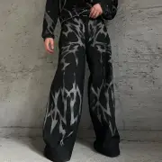 INCERUN Mens Solid Color Gradient Pattern Pant Comfortable Button Zipper Wide Legged Long Trousers for Men