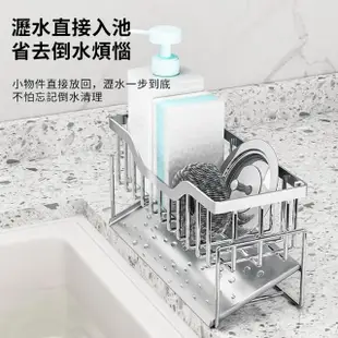 【Cooksy】廚房水槽不鏽鋼瀝水架 斜型自動排水 水槽置物架 海綿抹布瀝水架 抹布掛架 廚房浴室收納架