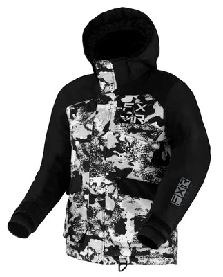 FXR Kicker 22 Youth Snow Jacket White Camo/Black