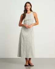 [Jag] Jag Women's Poppy Gingham Maxi Dress In Green Tea Size 14 14 Green