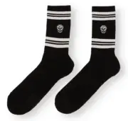 ALEXANDER McQUEEN 'Skull Stripe' Men's Sport Socks Blk/Wht L Made in Italy *NWT*