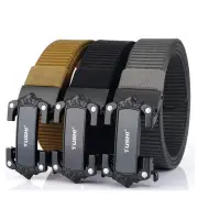 TUSHI Strong Metal Automatic Buckle Black Belt Wear-resistant Tough 125cm Nylon Belts For Men Breathable Canvas Designer