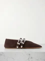 [Le Monde Béryl] Le Monde Béryl - Claudia Suede Mary-jane Ballet Flats - Chocolate - IT42 IT 42 Brown