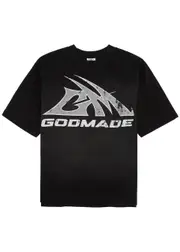 God Made GM Printed Cotton T-shirt - Black S