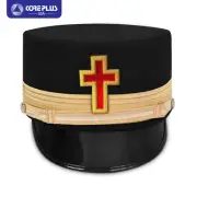 Masonic Past Commander Knights Templar Fatigue Cap - Gold Metal Emblem & Braid