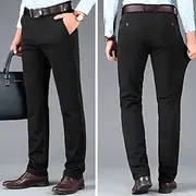 Men's Dress Pants Trousers Slacks Casual Pants Pocket Straight Leg Plain Comfort Breathable Full Length Wedding Casual Daily Stylish Chic Modern Black Navy Bl